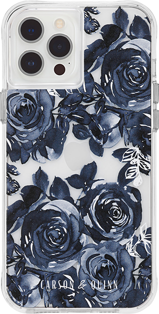 Carson & Quinn Classic Navy Blooms Case - iPhone 12 Pro Max - Clear